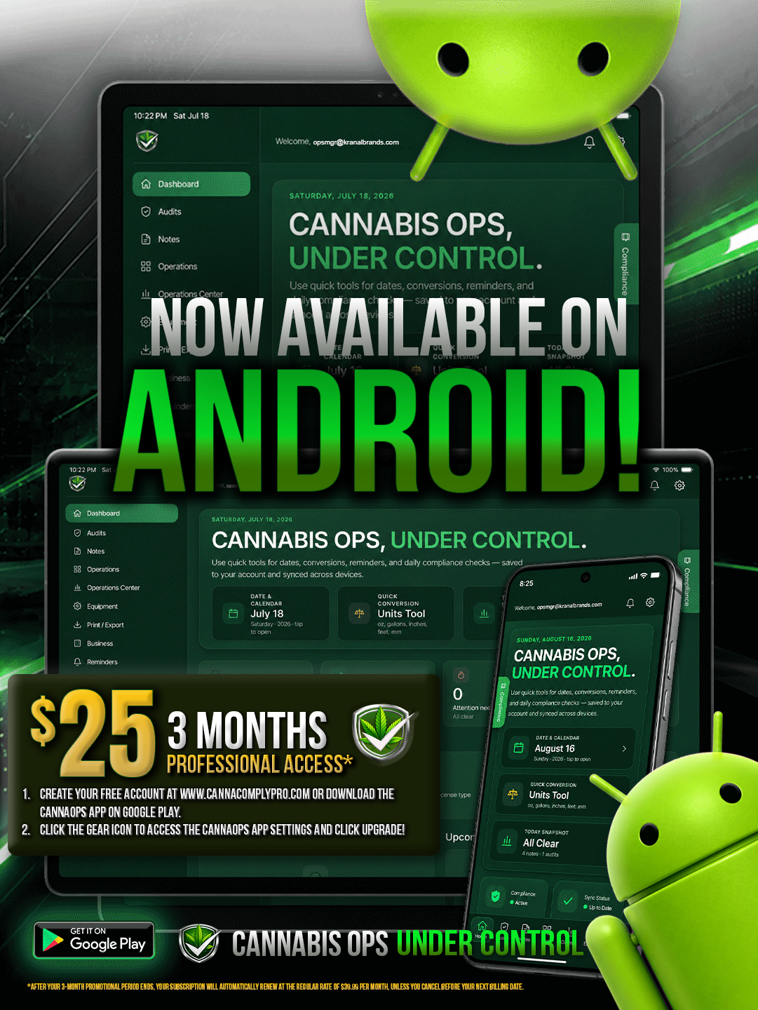 CannaOps — Cannabis Ops Under Control. Now available on Android.